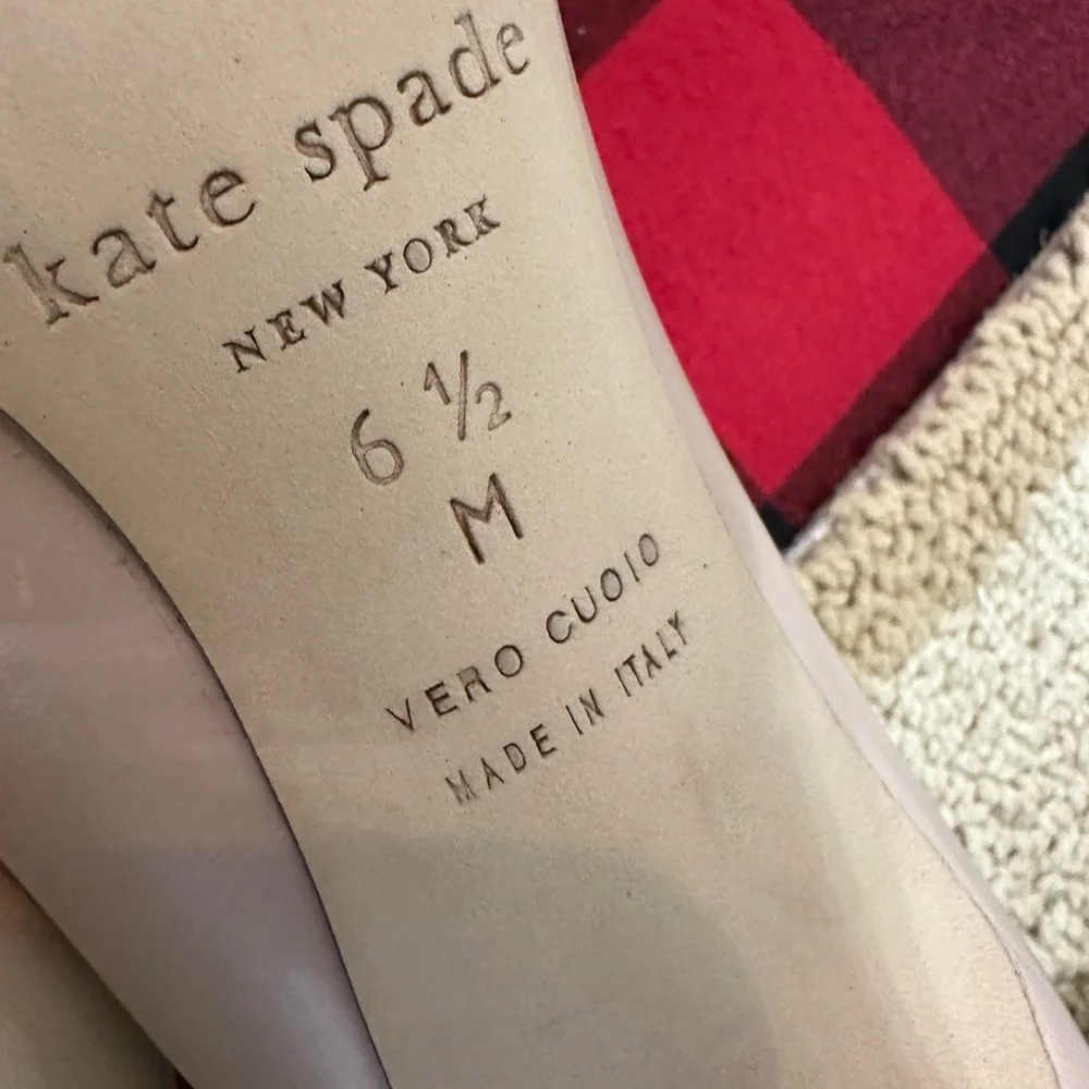 New Kate Spade Laurie Heels Butterfly Women’s 6.5 w/ Box Pale Pink Nappa Leather